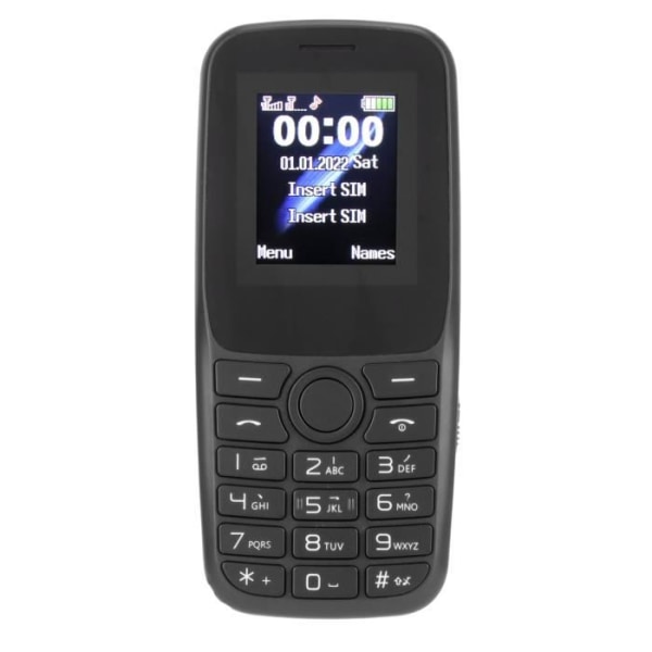 HURRISE Mobiltelefon med stor knapp för seniorer - GSM 2G - Svart