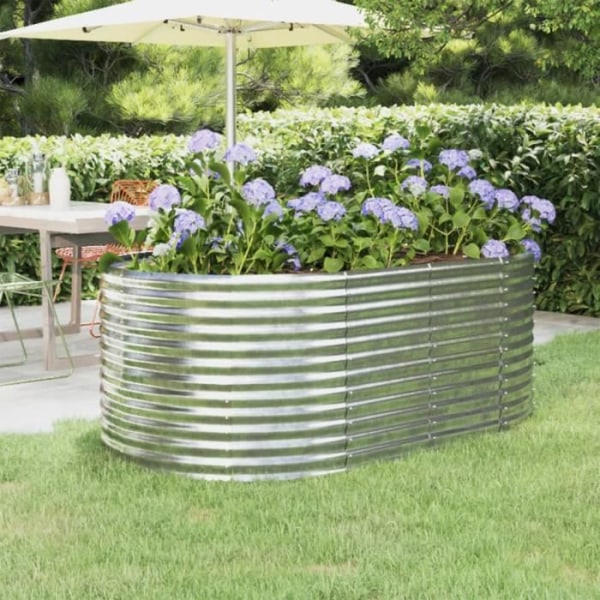 Trädgårdskruka - FDIT - Oval - Pulverlackerat stål - Stor kapacitet - Silver