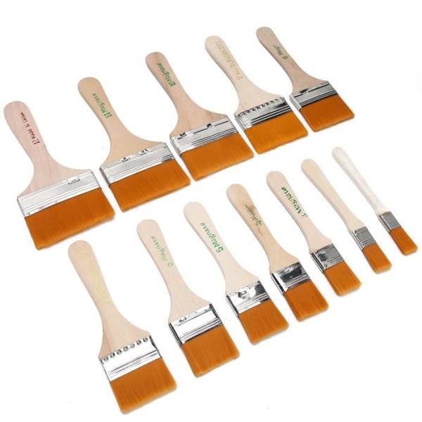 QIILU Akvarellborstar - Set med 12 - Mjukt nylonhår - Pineträskaft - Orange