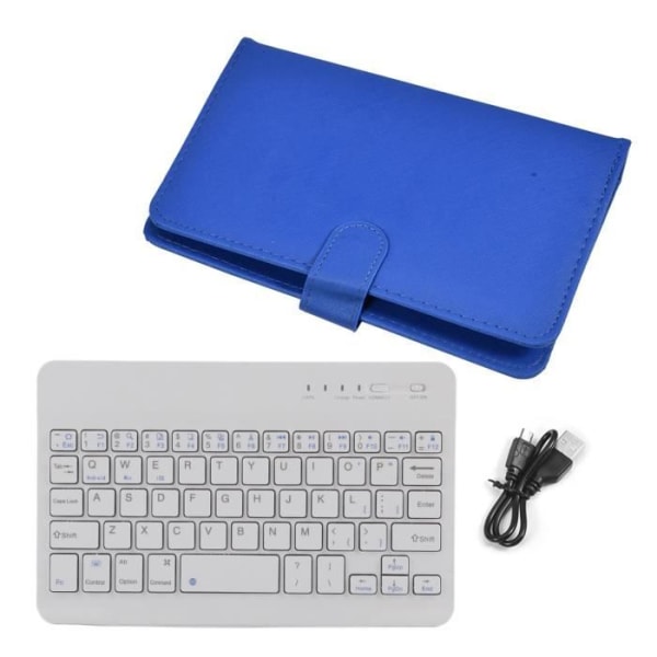 Bluetooth-tangentbord med PU-läderskydd - Blå
