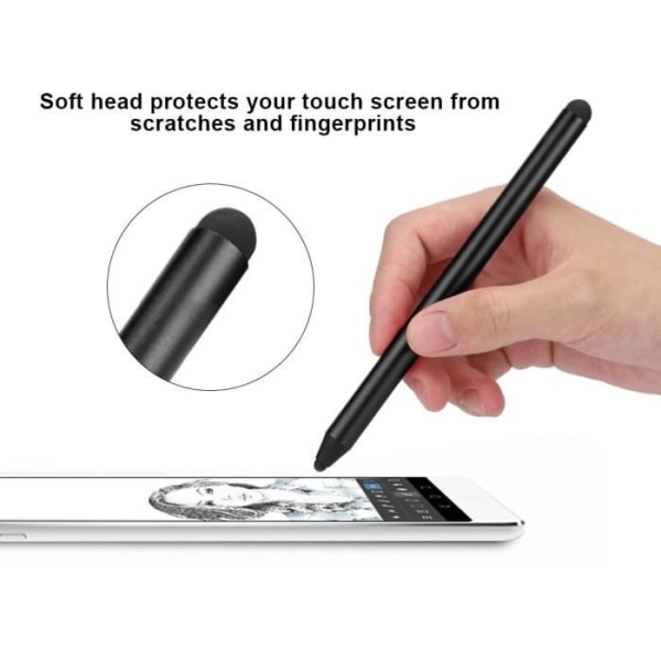 Universal kapacitiv pekskärm med dubbla användningsområden Stylus Penna för surfplattor mobiltelefoner (svart)