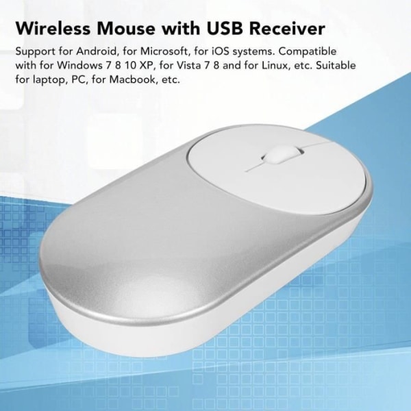 HURRISE trådlös mus 2,4 GHz trådlös Bluetooth-mus, bärbar och tyst mus, ultratunn datortangentbordsmus