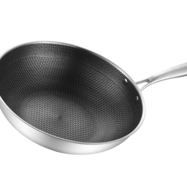 HURRISE 3-lagers wok i rostfritt stål HURRISE barnomsorg wok panna 32 cm/12,6 tum (utan lock och öron)