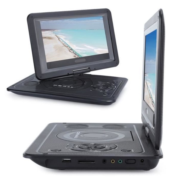 Tbest Portable EVD Player Bärbar EVD DVD-spelare 13,9 tums LCD-skärm med TV/FM/USB/spelfunktion 100‑240V (EU-kontakt)