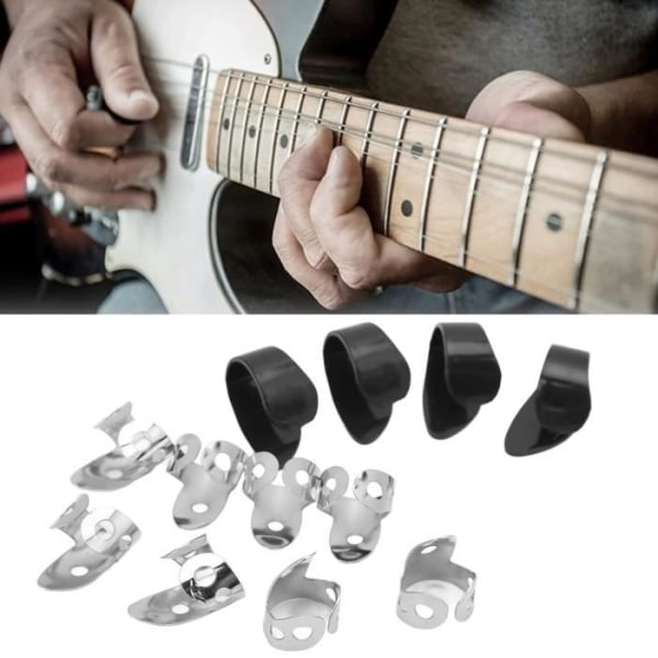 BEL-7643669889536-Finger Pick 12st Gitarr Finger Pick Bas Tumskydd Instrument Tillbehör Set Kit för att spela