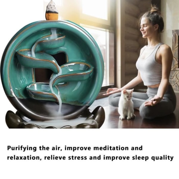 Vattenfall Rökelsebrännare Rökelsehållare Retro Base Keramisk Stressrelief Hållare för Yoga Meditation