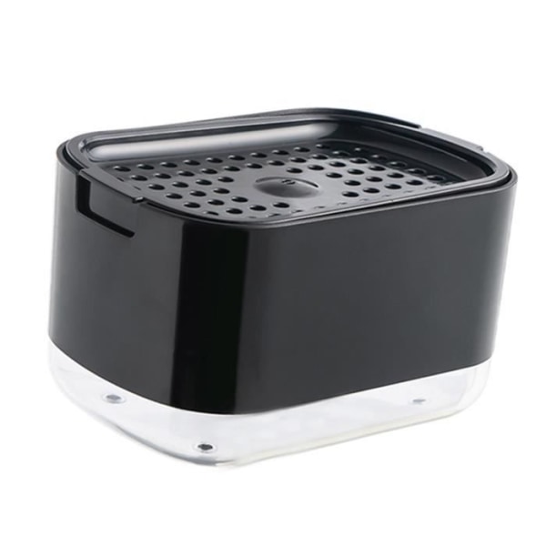 HURRISE tvål dispenser med svamphållare (svart) Tvål dispenser Box Pressure Soap Box tvål fixtur Svart