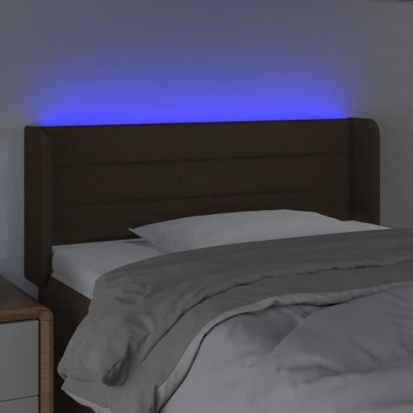 LED sänggavel Mörkbrun 103x16x78/88 cm Tyg - FDIT - Klassisk - Tidlös