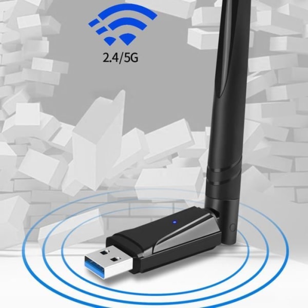 WiFi Dongle WiFi 6 USB-adapter för PC, Dual Band USB 3.0 WiFi Dongle 2.4GHz 1300M med High Gain Antenn, Kryptering