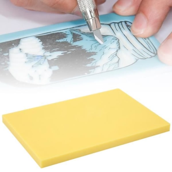 CEN gummistämpel carving block manuell DIY Eraser block för gummistämpling carving 15 x 10 x 0,8 cm (gul)