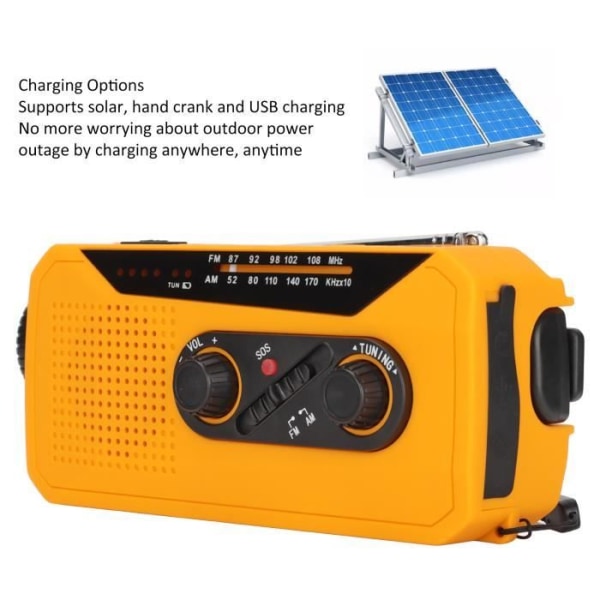 HURRISE Outdoor Emergency Radio Emergency Radio AM FM NOAA Solar Handvev USB Laddning 2000mAh Power Bank Väderradio med