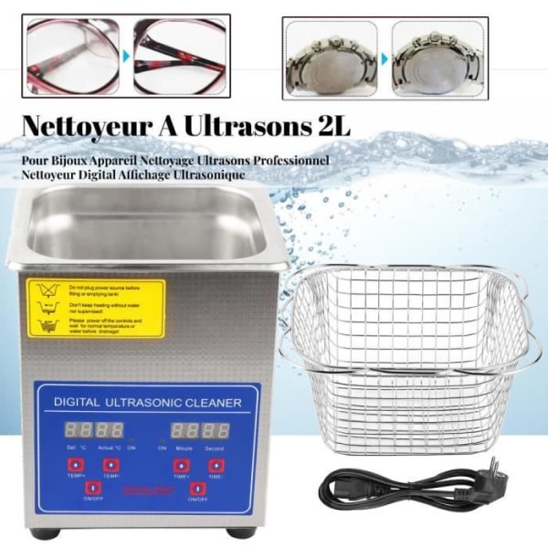BEL 2L rostfritt stål Digital Ultrasonic Cleaner Ultrasonic Bath Heater Timer-6
