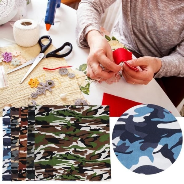 LIA bomullstyg 5 färger kamouflage poplin DIY handgjorda patchwork sömnad 48x48cm 5st