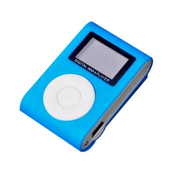 Tbest Mini Clip MP3-spelare Bärbar Mini Clip MP3-spelare Sport Musikspelare Walkman Mp3 med TF Slot Fin videokassett Blå