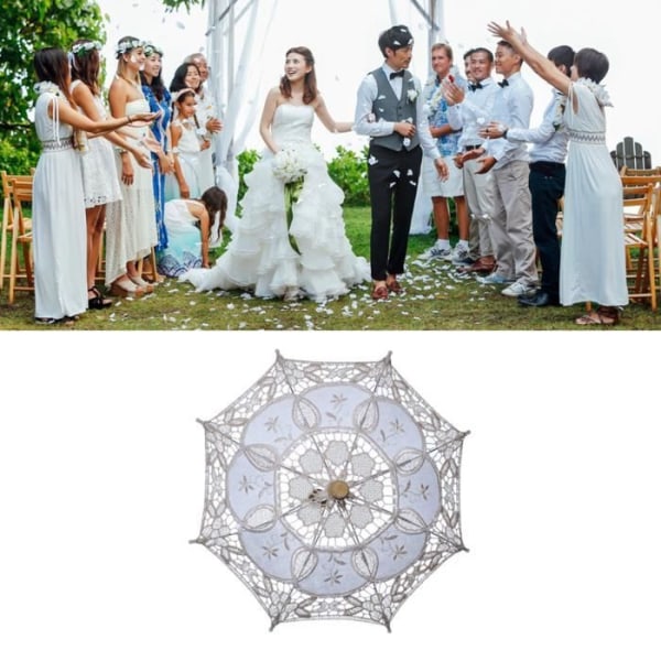 HURRISE bröllopsparaply HURRISE Lighting Paraplypaket Stort vitt handtag 43cm/16.92in Diameter 45cm/17.71in