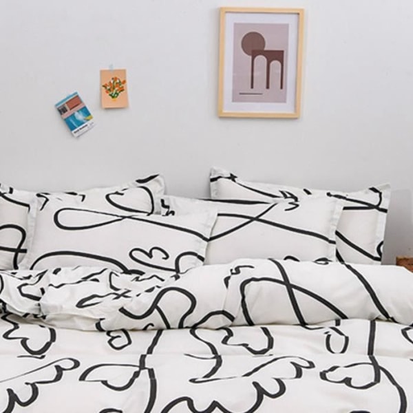 BEL-7696830345591-Sängkläder för hemmet, sängset i tjock borstad bomull, lakan i dekorstil, 1,2 m impressionismsäng (4