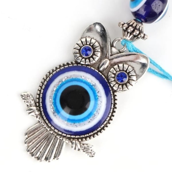 XUY Evil Eye Blue Owl Nyckelring Vägghängande turkisk prydnad Glasamulett Berlockhänge