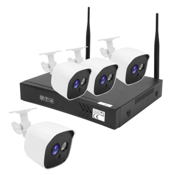 BEL-7423055253710-NVR Kit 8-kanals WiFi-videobandspelare NVR Remote View 1080P Vattentät för kamerahårdvara U-kontakt