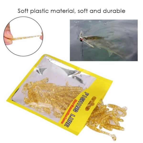 HURRISE beten 50ST 5cm Mjuk plast Fiskedrag T-Tail Grub Mask Beten Fiskredskap Tillbehör Golden