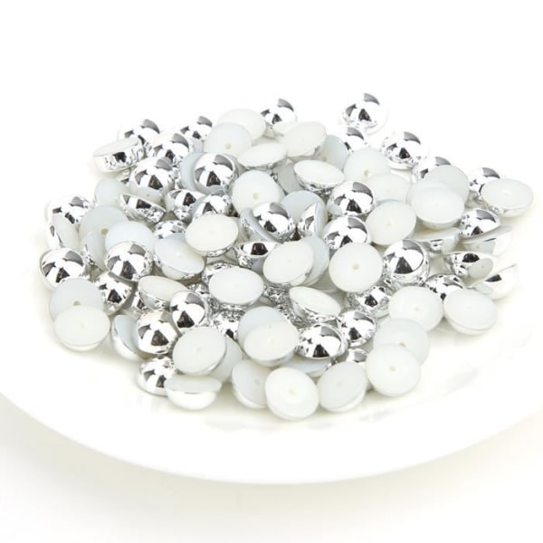 HURRISE Pearl Rivet 100st Halvcirkulära Pearl Beads Nitar Kit för klädväskor Gör-det-själv-dekorationstillbehör (silver)