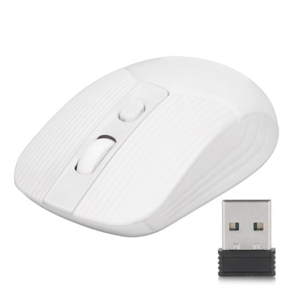 Trådlös mus 2.4G Trådlös 2400 DPI Ergonomisk USB-mottagare Klassisk Ultra Computer Office Mouse Vit