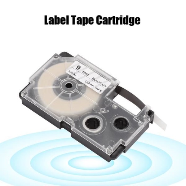 HURRISE 9 mm bandkassett för Casio KL-60/120/170/780/820 CW L300 etikettskrivare (svart på genomskinlig)
