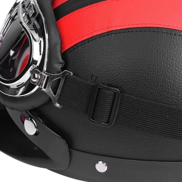SIB Motorcykelhjälm Universal Motorcykel Scooter Syntetiskt läder Halvhjälm &amp; Visir UV-glasögon Röd