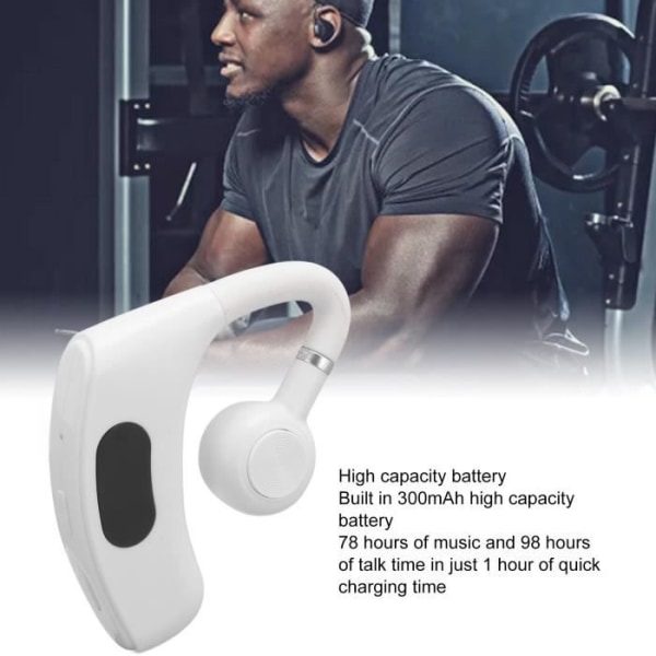 HURRISE Single Ear Bluetooth Headset Single Ear Bluetooth Headset BT 5.4, Brusreducering, Videospelare Vit