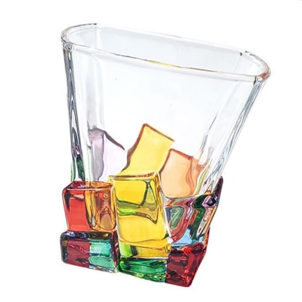 HURRISE cocktailglas 320ml flerfärgat whiskyglas, 2 stycken, kort dricksglas för hemköksartiklar