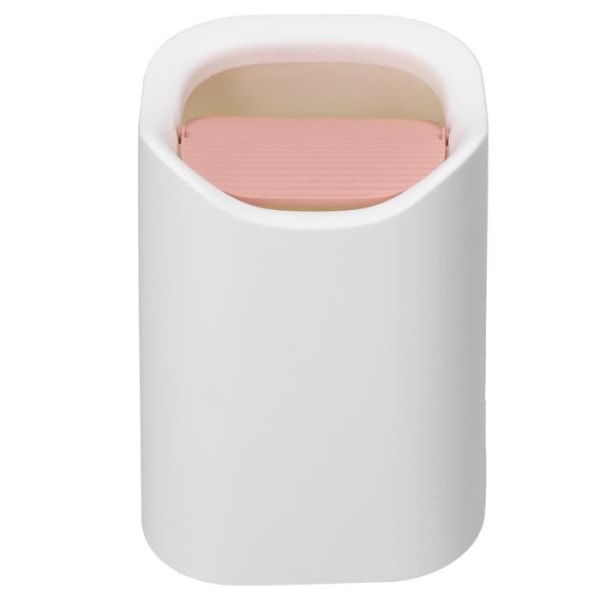 HURRISE Bordssoptunna Bordspapperskorg Mini söt vit plastförvaringsbehållare med lock för sovbord