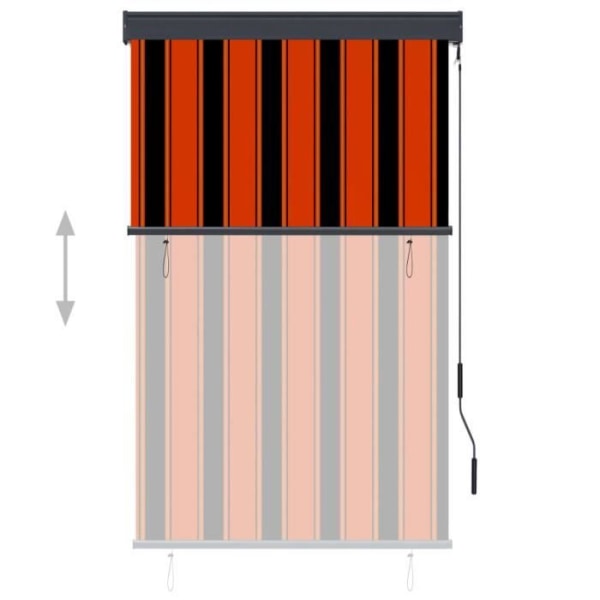 Exteriör rullgardin/canvasgardiner-100x250cm-tyg med PA-beläggning och stål och aluminium-Orange och brun BEL-7016694096680