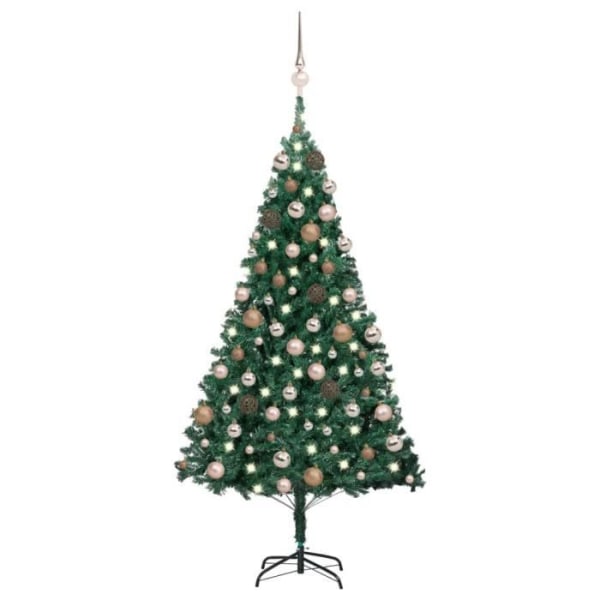 BEL-7458880596213-Konstgjord julgran med LED och bollar Grön 180 cm PVC