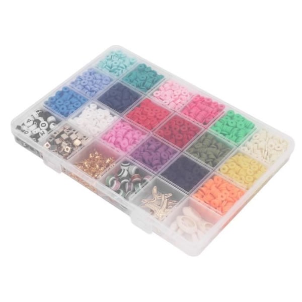 HURRISE lerpärla set 3909 st Polymer Clay Beads 18 färger 250 bokstäver Pärlor DIY String Hole Beads