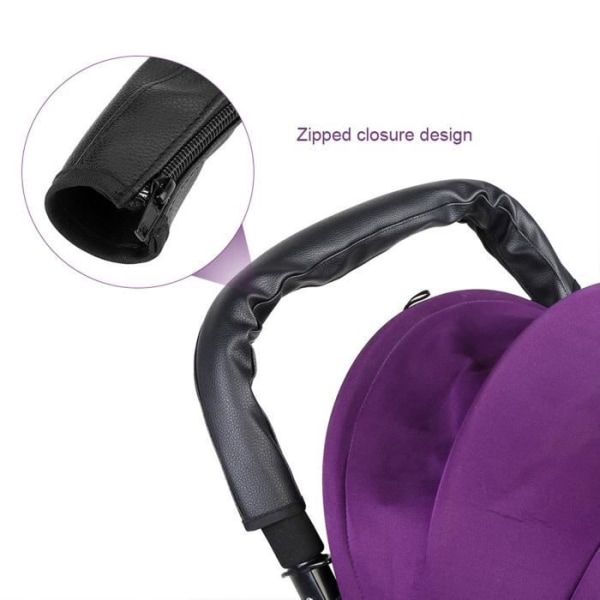 Armstödshandtag Babyvagnsärmsöverdrag Universal Dammtätt handtagsöverdrag PU-läder svart med stängning