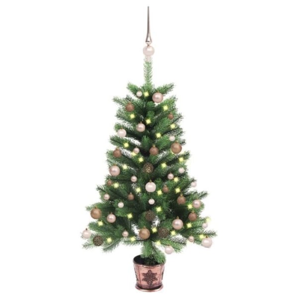 BEL-7076732270472-Konstgjord julgran med LED och bollar 65 cm Grön