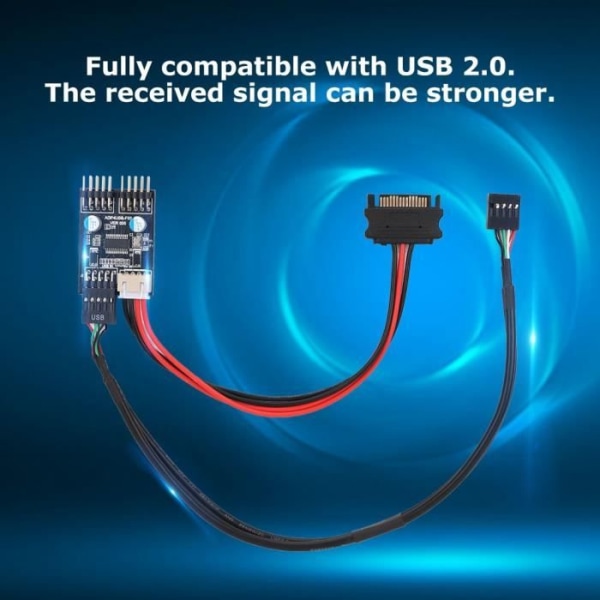 HURRISE USB 2.0 Hub Extension 1 Port till 2 Port 9Pin Double 9Pin Terminus Chip SATA Power Compatible