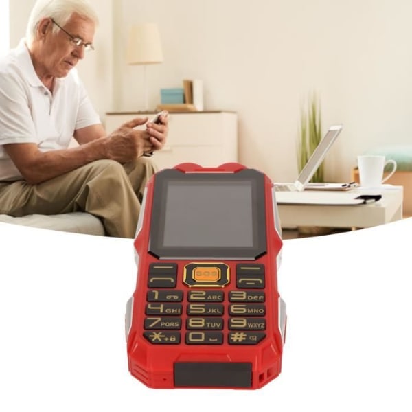 BEL-7590762041715-Olåst seniortelefon, högvolym Senior mobiltelefon 2,4-tums skärm för underhållning bärbar telefoni Le Rouge