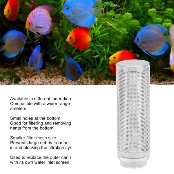 HURRISE Aquarium Filter Guard Rostfritt stål Fish Tank Inlet Sil Cover för