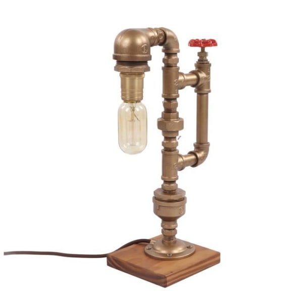 BEL-7293629250489-Metall Water Pipe Bordslampa Retro Water Pipe Lampa Unik form Skrivbordslampa