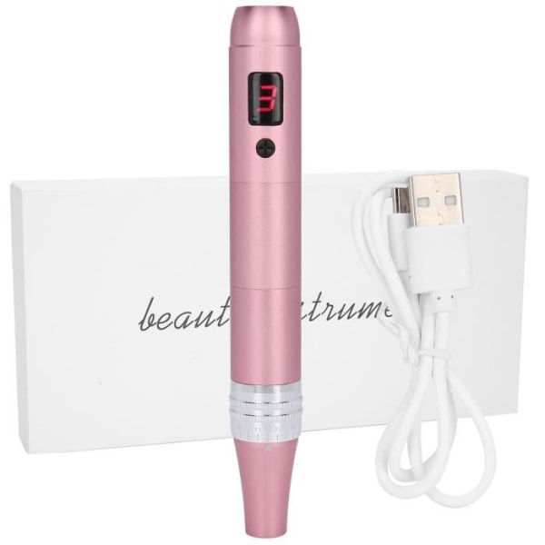 HURRISE Electric Derma Pen Professionell Derma Pen Micro Needle 3-hastighetsjustering Anti-Aging Skin Device (Rosa)