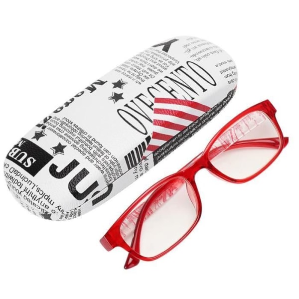 LIA läsglasögon Presbyopiska glasögon Röd ram Glasögon för män kvinnor med förvaringslådor (+100 röd ram)