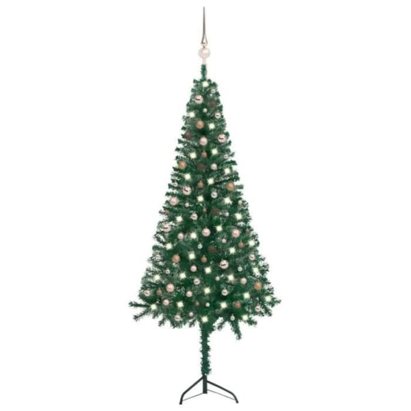 BEL-7029242331393-Konstgjord hörn julgran LED och bollar Grön 240 cm PVC