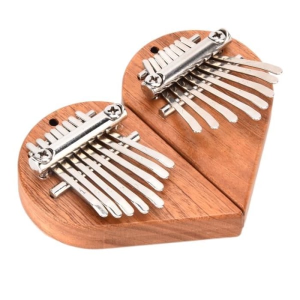 BEL-7423055054249-8 Key Thumb Piano Bärbart trä 8-tums piano Sanza Music En uppsättning hjärtan (vänster + höger)