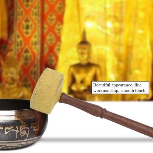 HURRISE Sångskål Stick Handfiltad träklubba för tibetansk buddhism sångskål (gul)