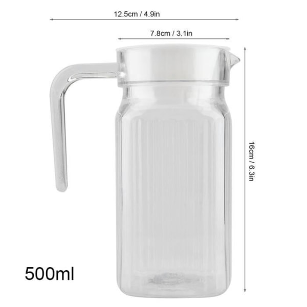 Duokon vattenflaska 500 ml genomskinlig akryl juiceflaska randigt kallt vatten med lock för Home Bar