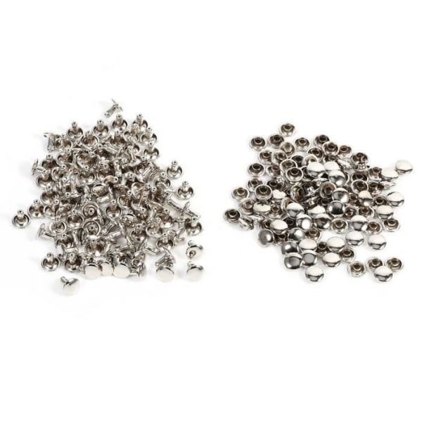 Metallnit 100 set 8 x 8 mm dubbelkåpa Metallnit läder Hantverksreparationer Dubbar Spike Dekoration (silver)