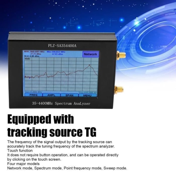 HURRISE Network Analyzer Spectrum Analyzer 35-4400MHz 3,5 tum TFT USB2.0 USB3.0 med källspårningsgenerator