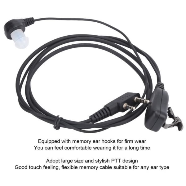 HURRISE PTT Headset Walkie Talkie Hörsnäcka Slitstarkt Denoise Headset med Air Duct Öronpropp för Baofeng UV5R