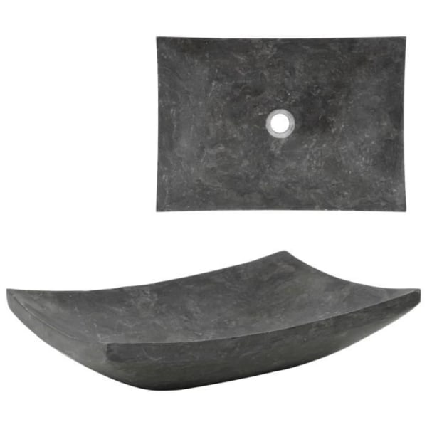 Rektangulärt tvättställ i svart marmor - FDIT - 50 x 35 x 12 cm - Fristående
