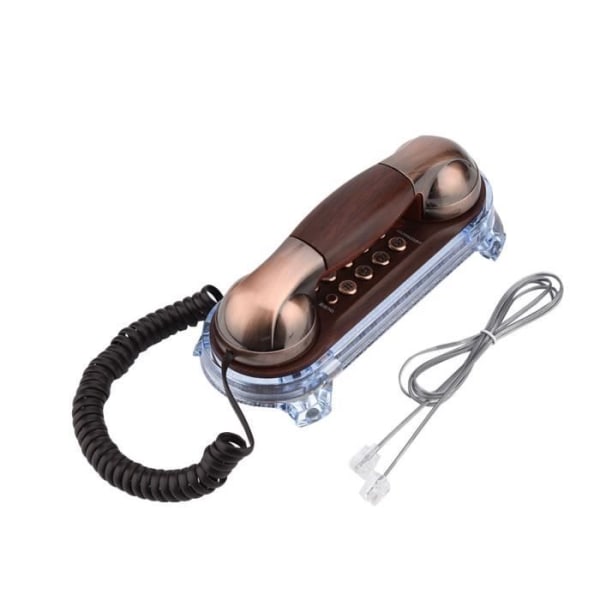 HURRISE telefon Väggmonterad fast telefon Retro antik sladdtelefon Fast telefon Mode Röd Koppar